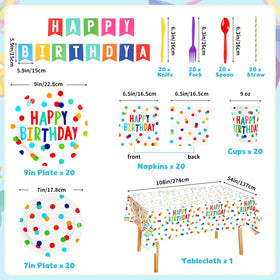 Gobutend tablecloth for birthday party creates a coordinated table setting.