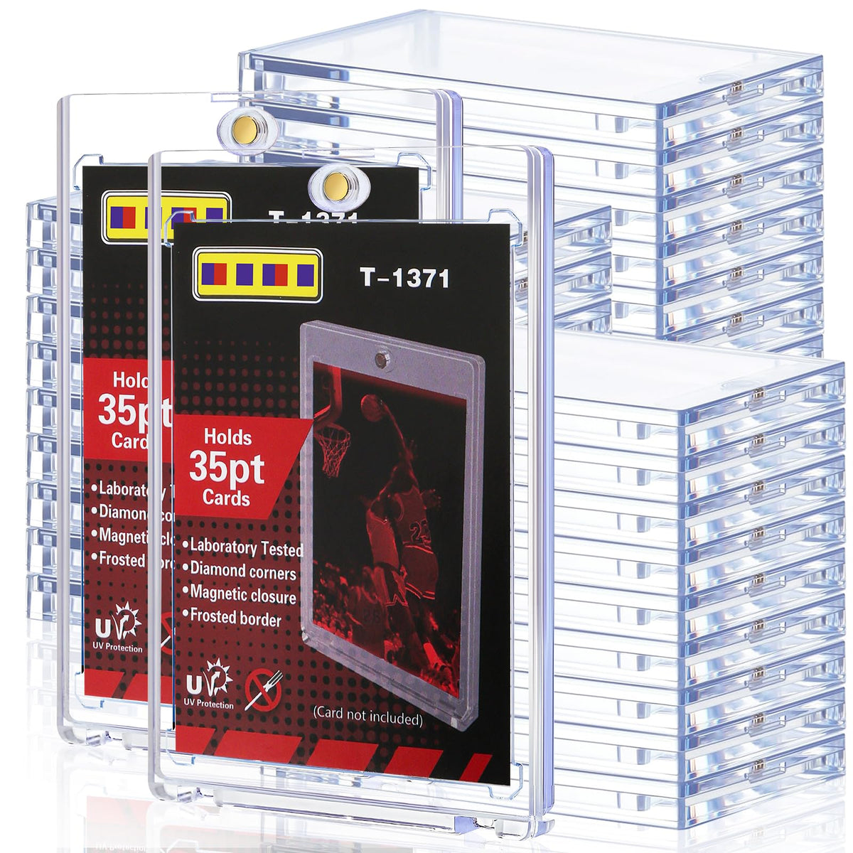 GoClimber 50ct magnetic card holder front view protects cards in a clear display