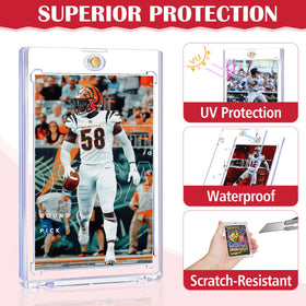 Clear acrylic construction highlights card colors while protecting them