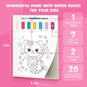 Gocozer paint with water book mermaid page enables clean, imaginative painting sessions.