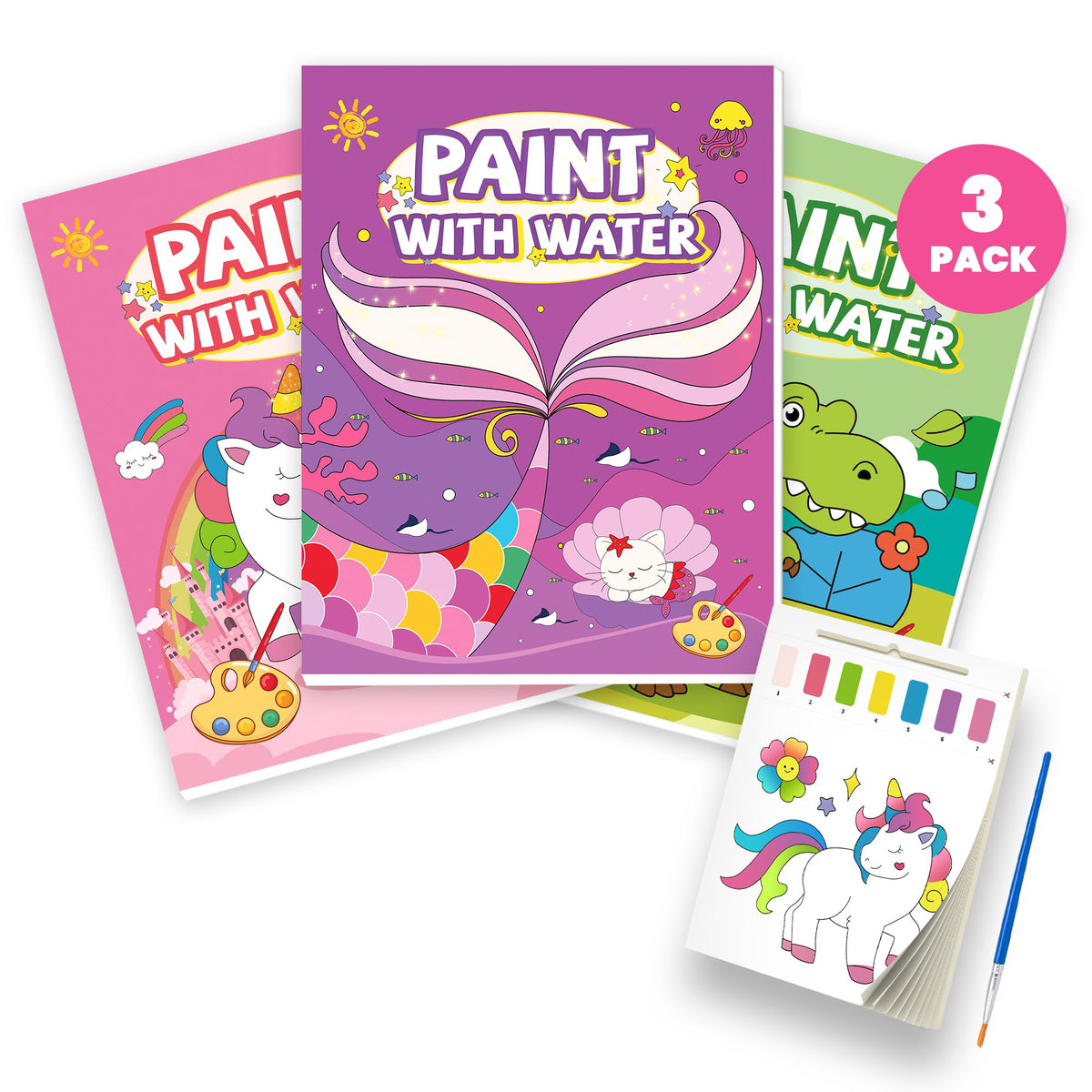 Gocozer paint with water book unicorn page offers mess-free creativity for kids.