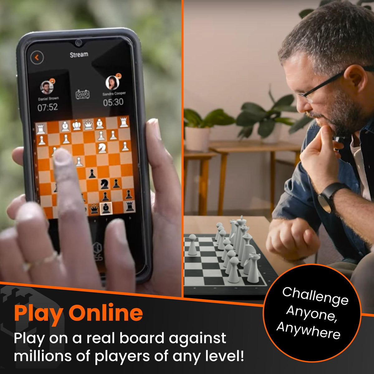 GoChess Mini compact design shown on a coffee table, easy to transport.