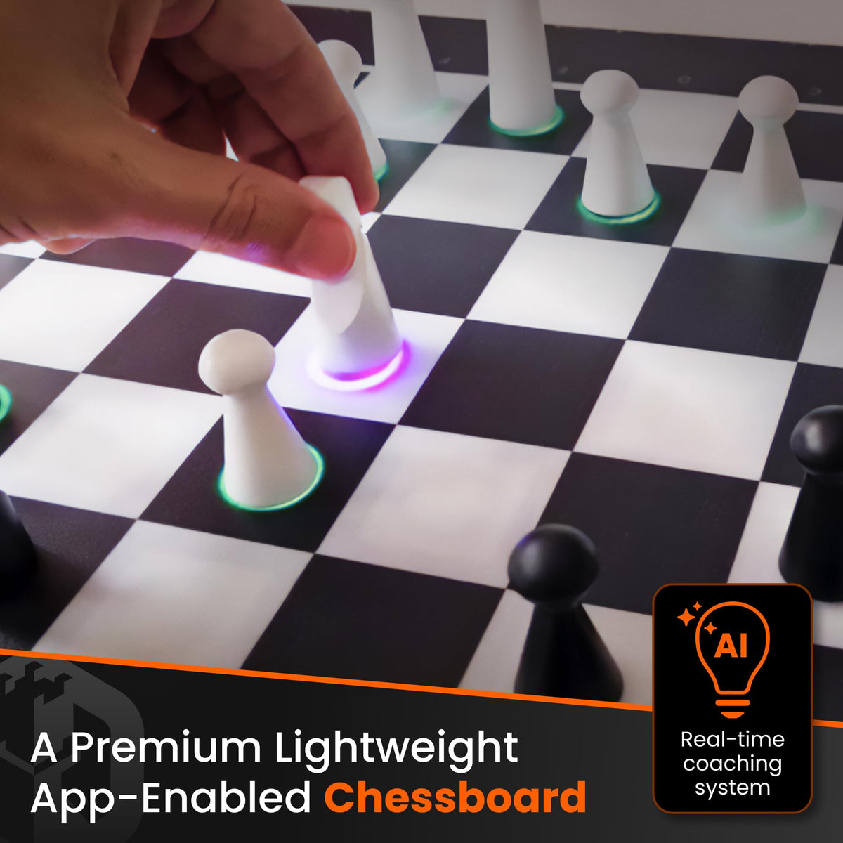 GoChess Mini LEDs highlight moves for immediate feedback during play.