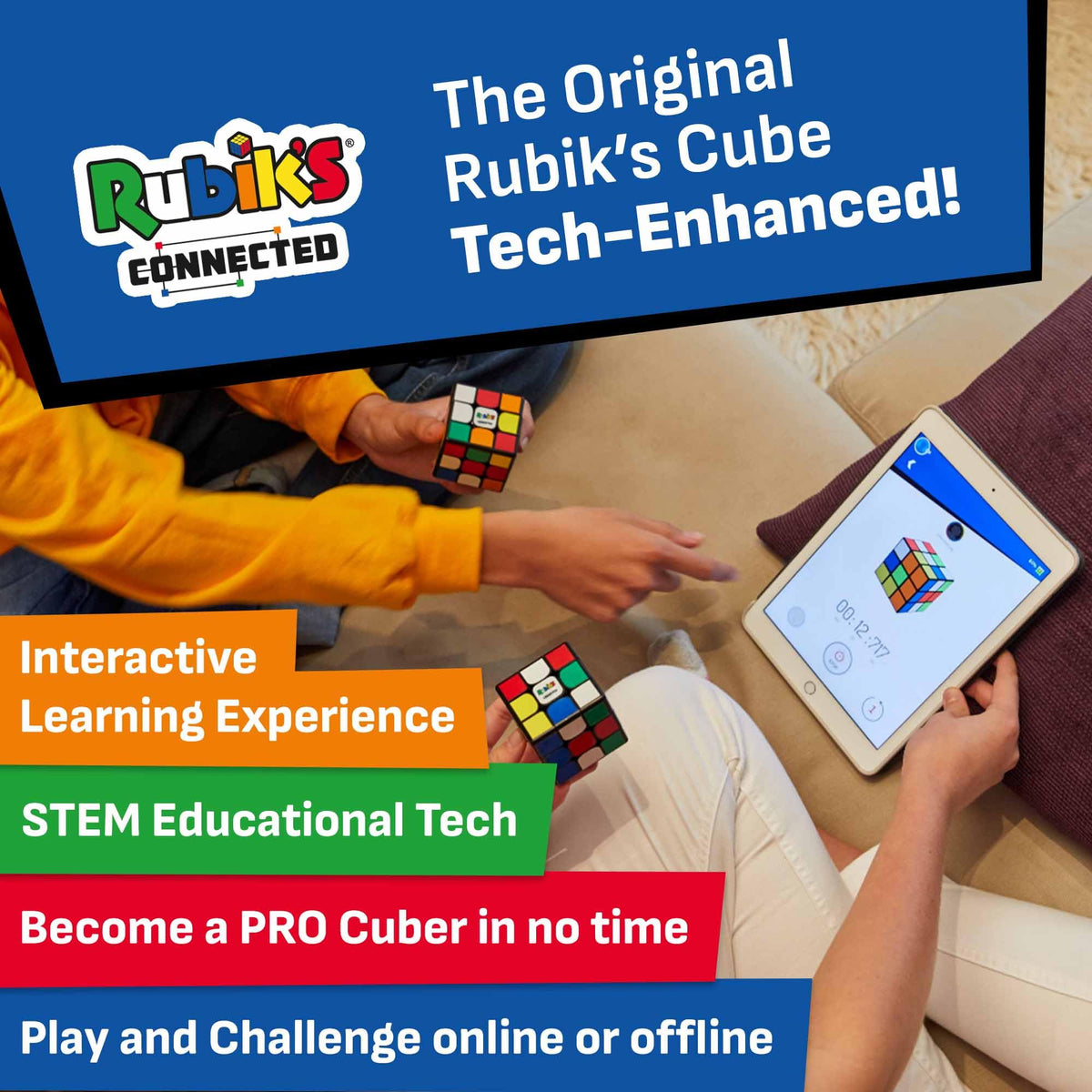 GoCube Original Connect app usage showing real-time guidance for learners.