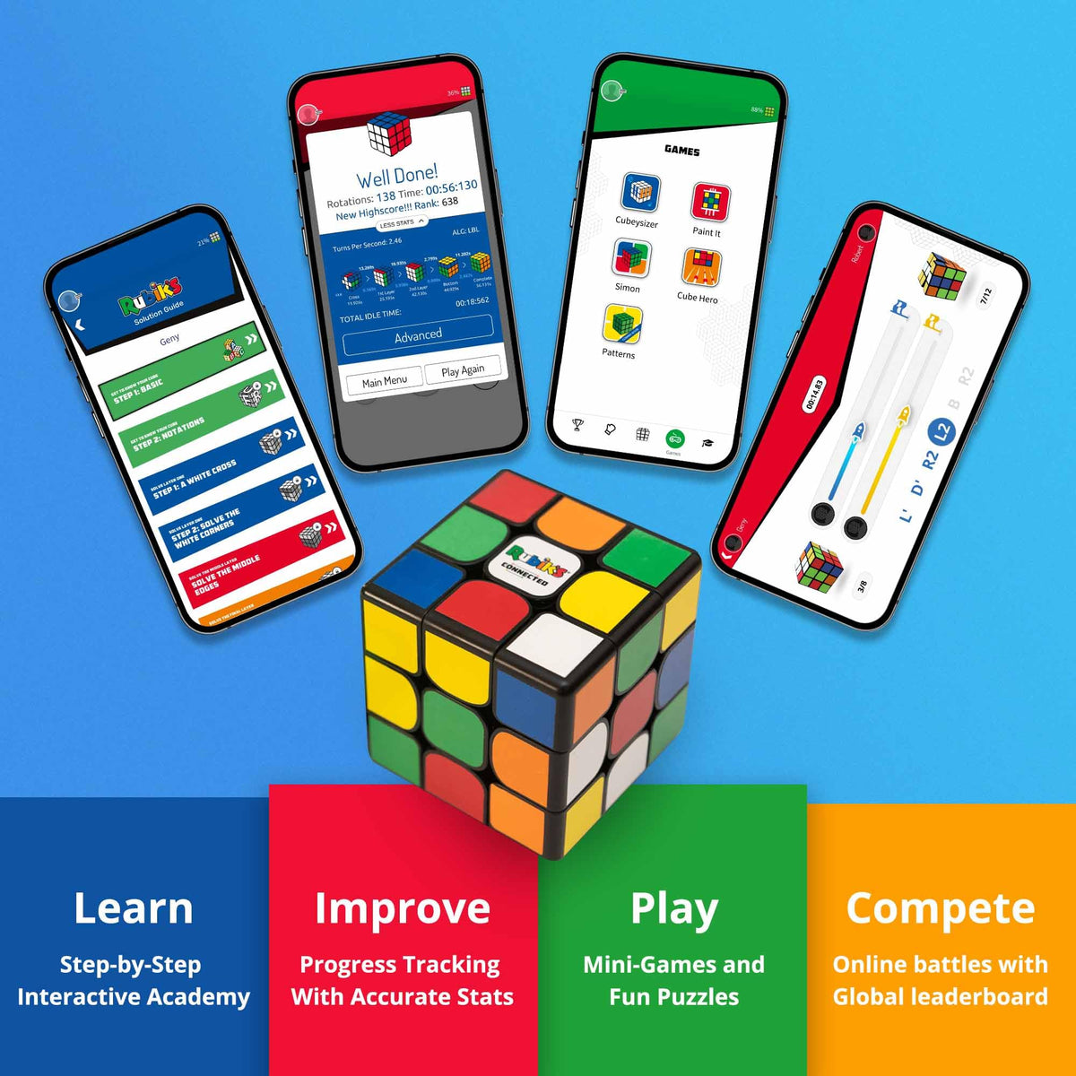 GoCube Original Connect rotation action with smooth magnetic turns for practice.