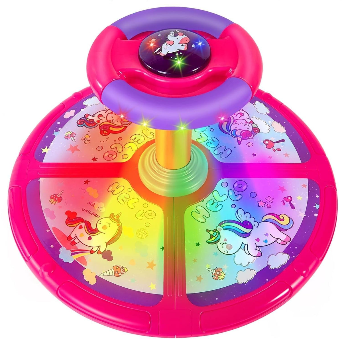 GODELAIF Unicorn Sit and Spin base spins smoothly for stable toddler play
