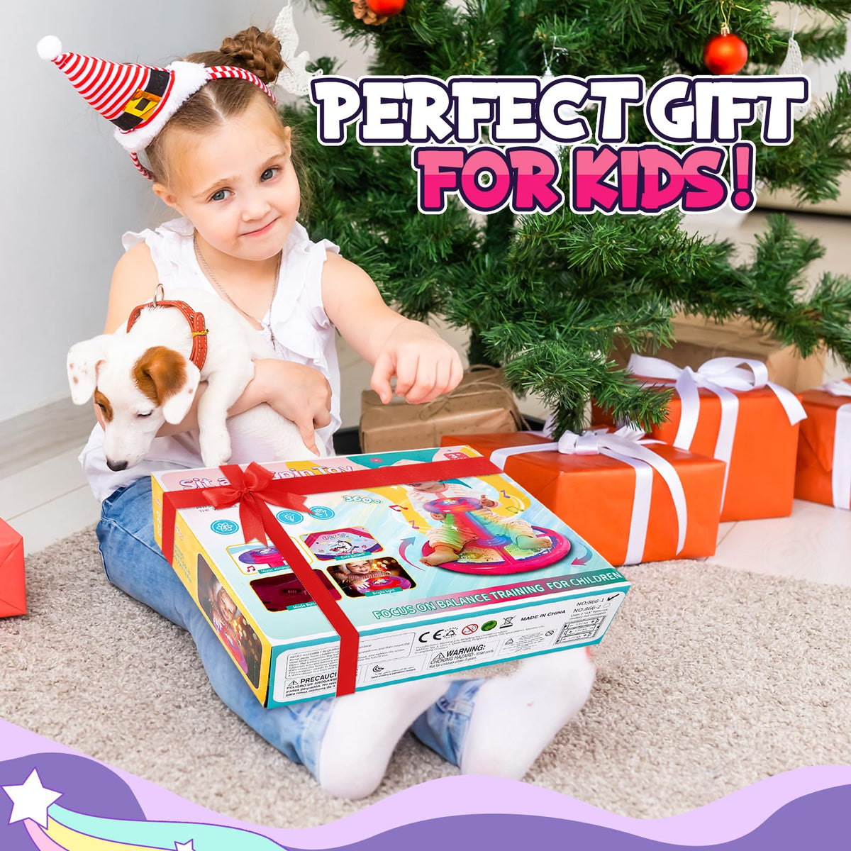 GODELAIF Unicorn Sit and Spin in use with children spinning happily