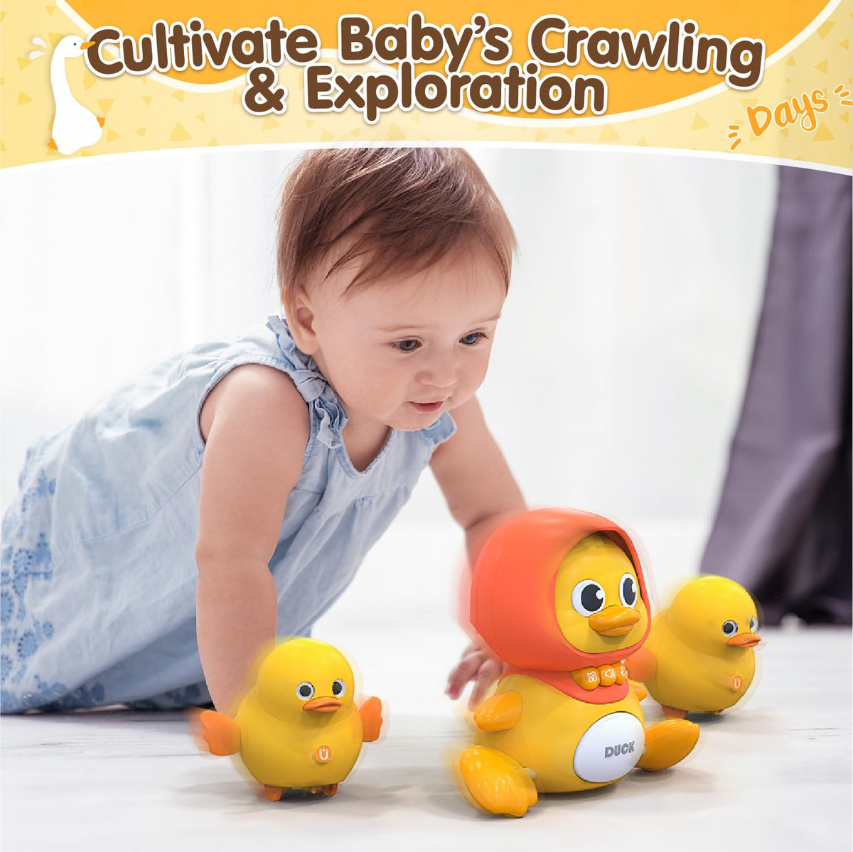 Gofimyee Crawling Duck soft light and lullabies support soothing bedtimes