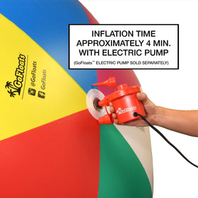 GoFloats giant beach ball requires pump for inflation and deflation.