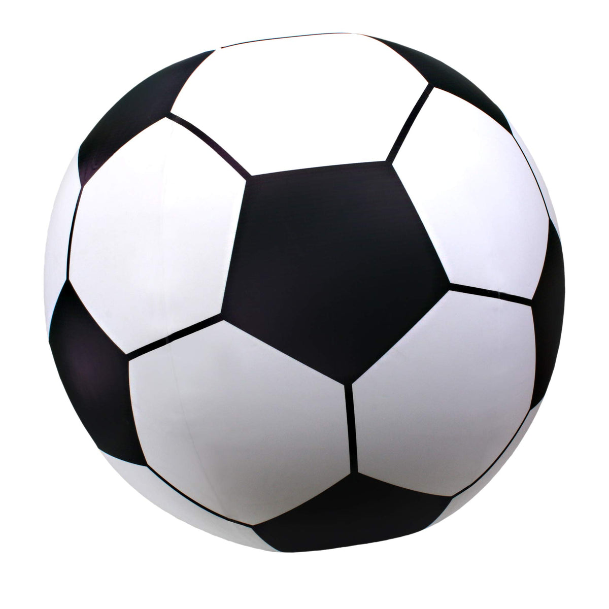 GoFloats giant inflatable soccer ball inflated for backyard play, ideal for family fun.