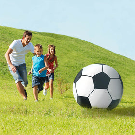 GoFloats giant inflatable soccer ball two-and-a-half-foot size, perfect for group games.