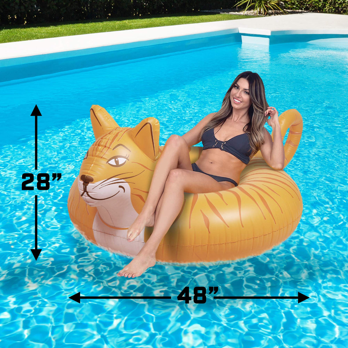 GoFloats Meowzers Cat Tube inflation valve close-up for quick setup.