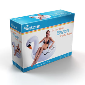 GoFloats Swan Party Tube assembly, simple inflation setup and storage