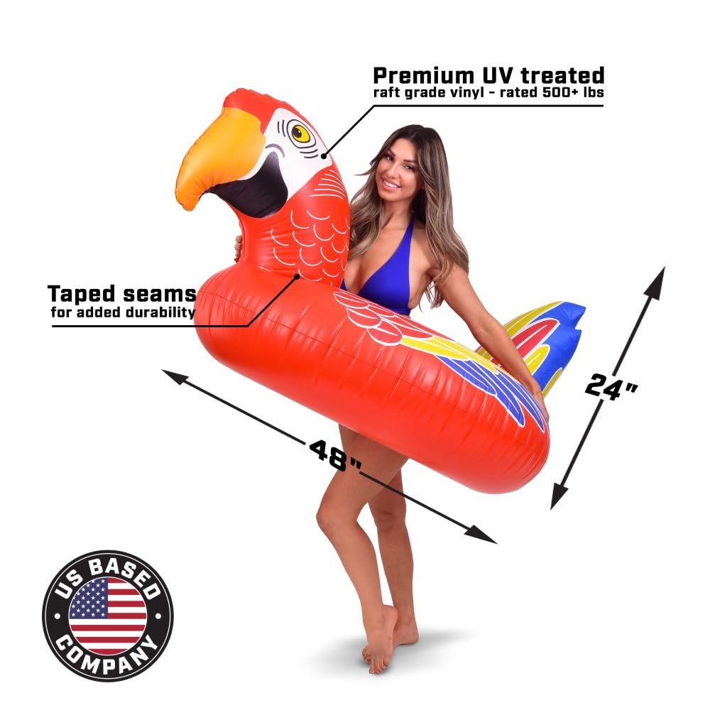 GoFloats Tropical Parrot pool float in sunrise light for vibrant moments.
