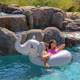 GoFloats Trunks Elephant Party Tube family pool day with friends.