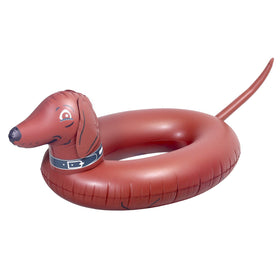 GoFloats Wiener Dog Party Tube side view shows sturdy, versatile pool day ready