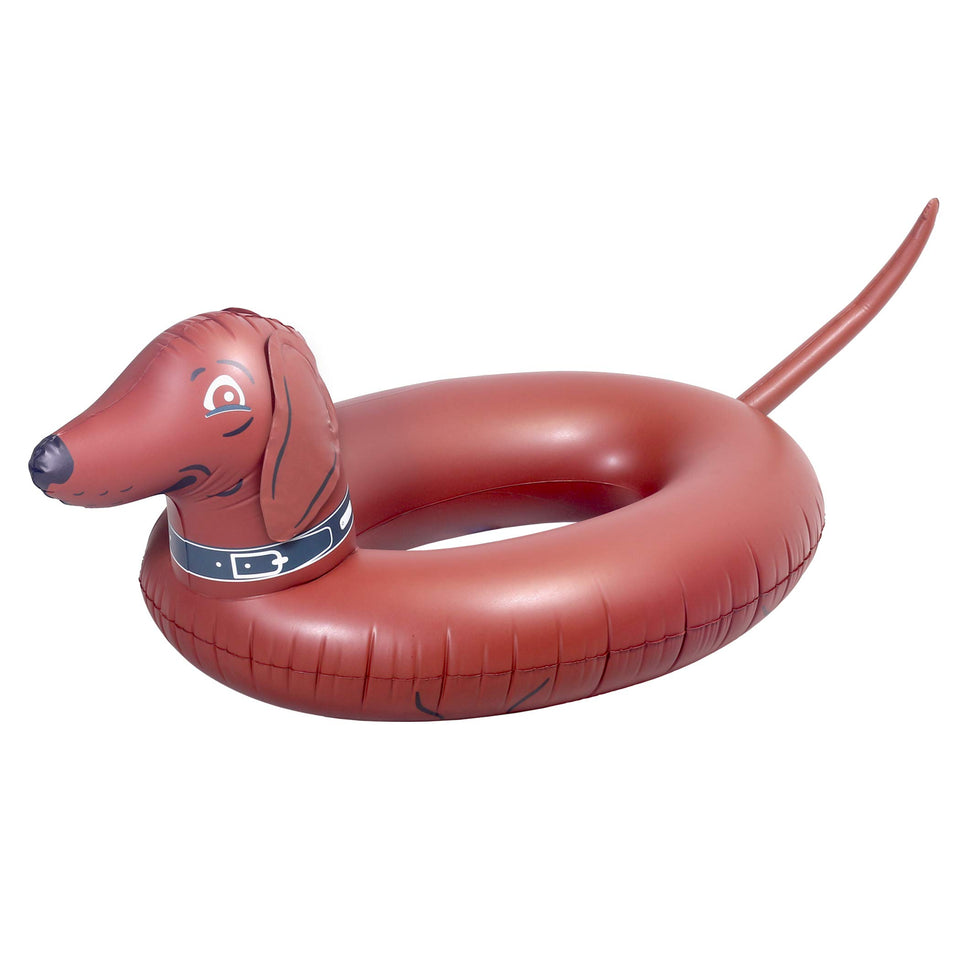 GoFloats Wiener Dog Party Tube side view shows sturdy, versatile pool day ready