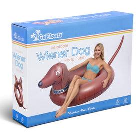GoFloats Wiener Dog Party Tube stored compactly for travel and gatherings