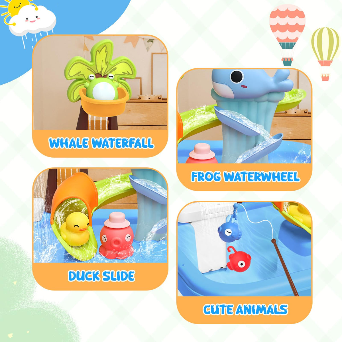 GoFujuco floating sea animals invite scooping and pouring outdoors.