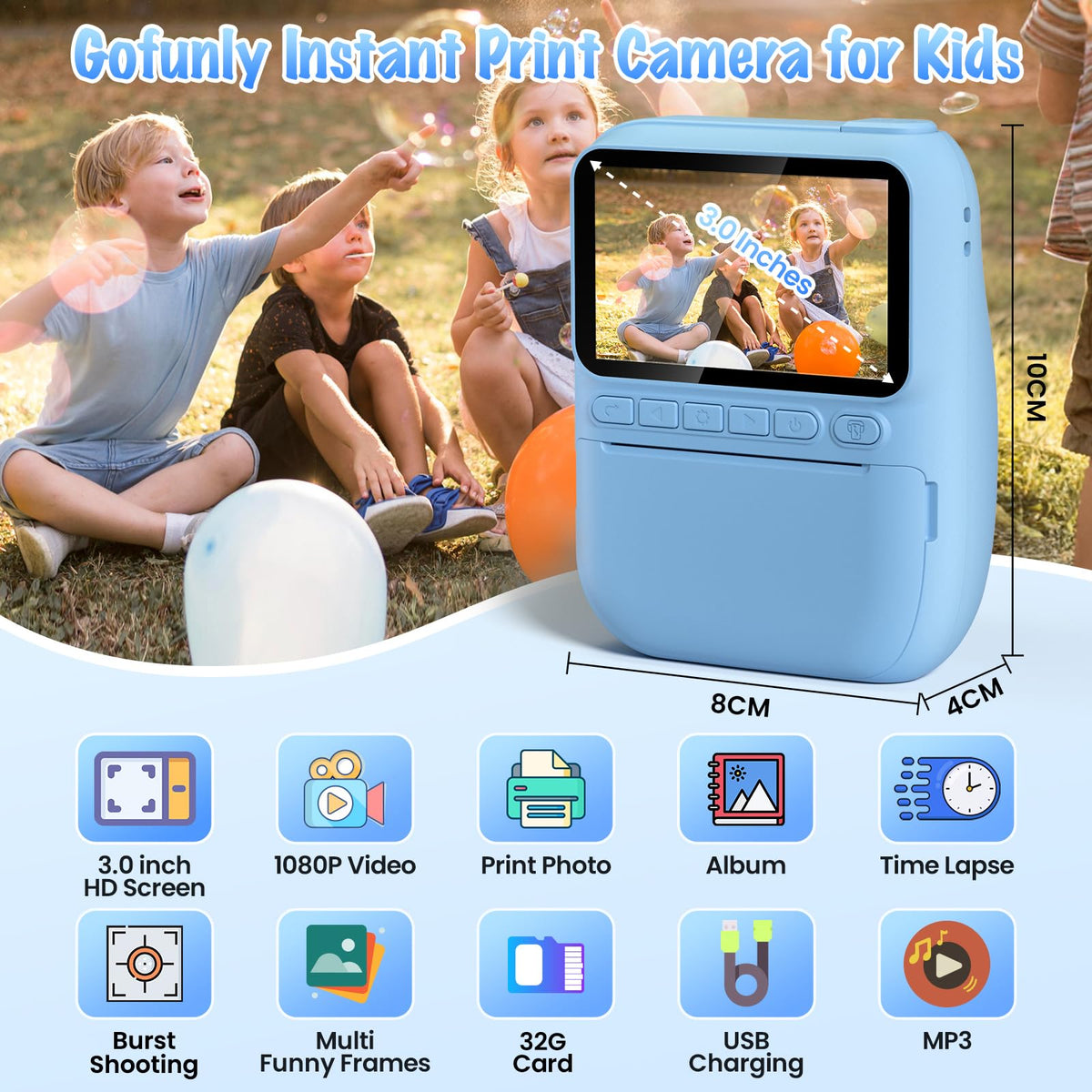 Gofunly Kids Camera outputs 1080p video for clear backyard memories