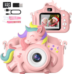 Gofunly Kids Camera front view showing 20 MP imaging for bright memories.