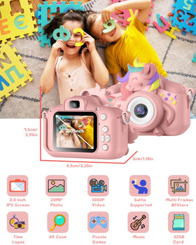 Gofunly Kids Camera with a 2-inch IPS screen for easy viewing by kids.