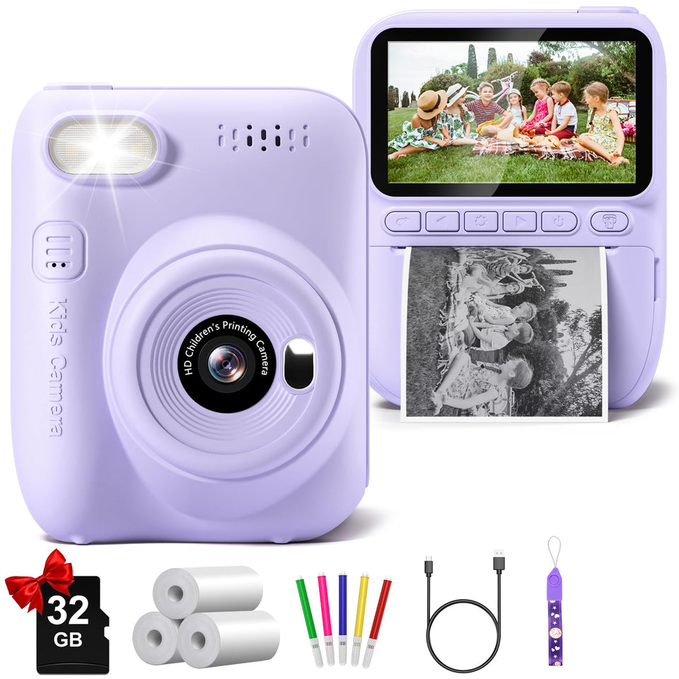 Gofunly Kids Camera Instant Print front view with easy grip for kids' adventures