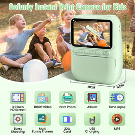 Gofunly Kids Camera Instant Print 3-inch display for clear previews.