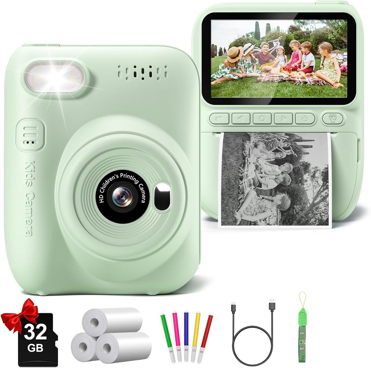 Gofunly Kids Camera Instant Print front view, compact and kid-friendly.