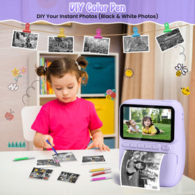 Gofunly Kids Camera Instant Print packaging includes 32GB card and lanyard
