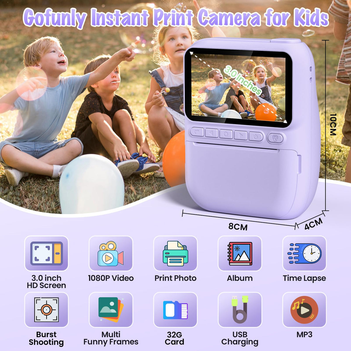 Gofunly Kids Camera Instant Print printing module enables instant keepsake prints
