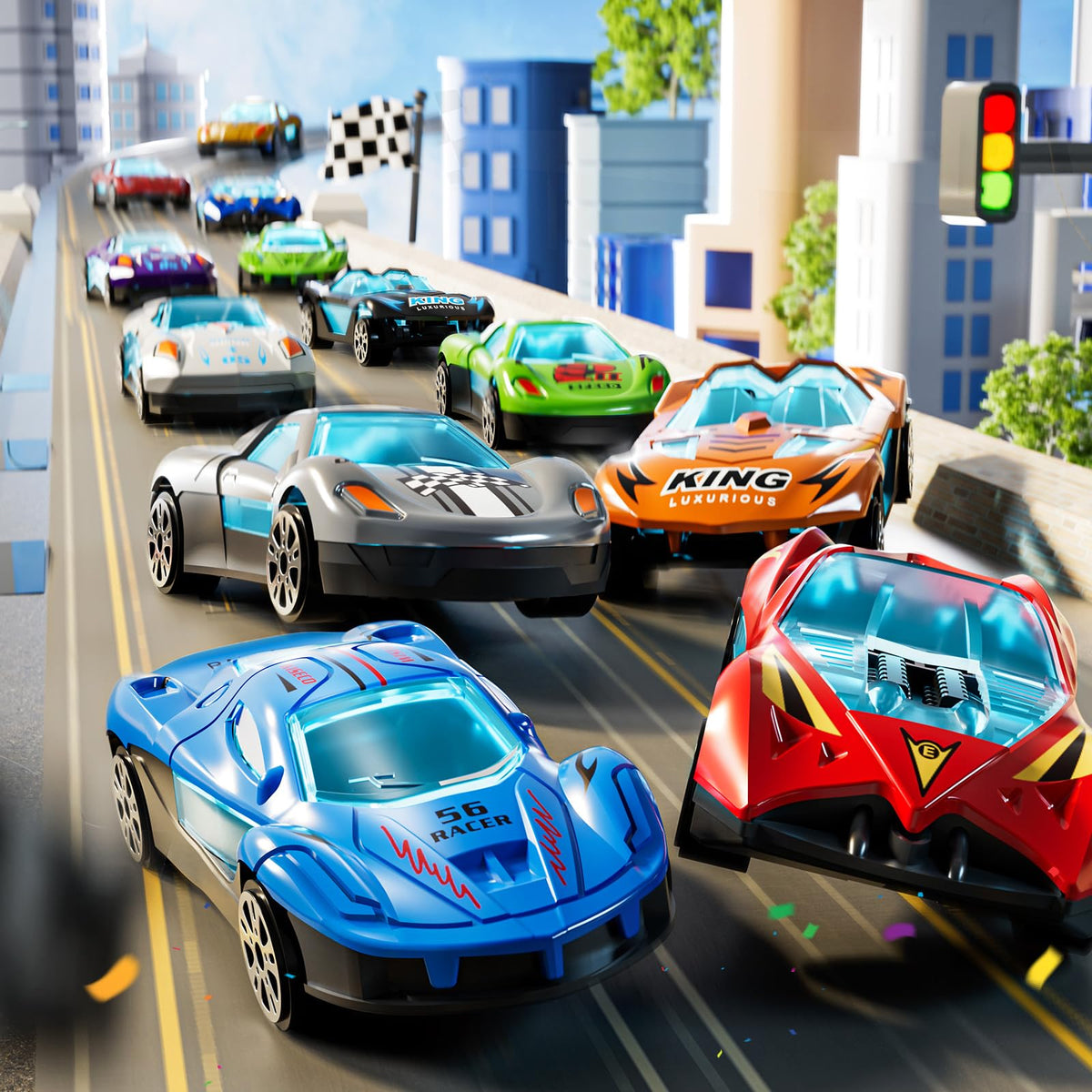 GOGIHCCH car garage and track blue for organized pretend play