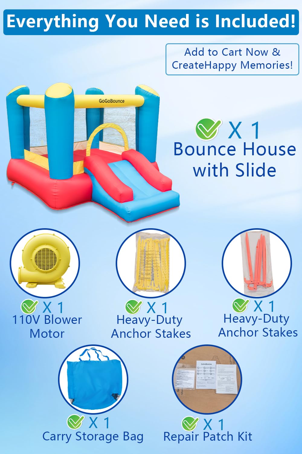 GoGoBounce quick deflation for easy storage and transport.
