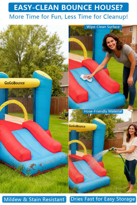 GoGoBounce durable Oxford fabric for indoor/outdoor use and long-lasting fun.