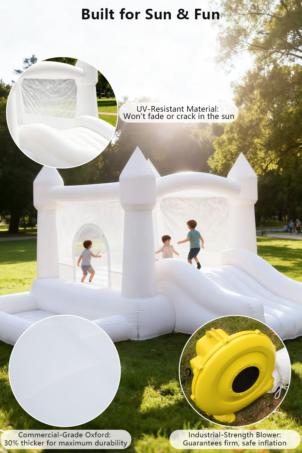 GoGoBounce quick inflation bounce house enables fast setup