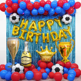 GoGoGoodie soccer arch kit setup for a vibrant party backdrop