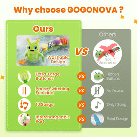 GoGonova caterpillar teether and rattle supports soothing sensations and motor practice