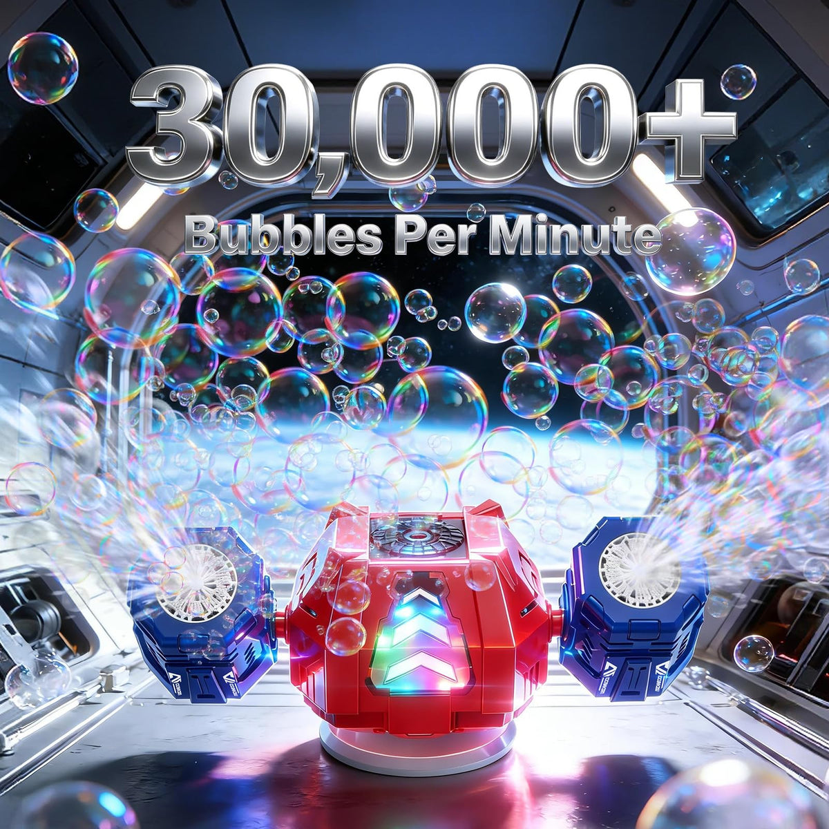 GoGonova bubble machine with RGB lights for magical nighttime bubbles.