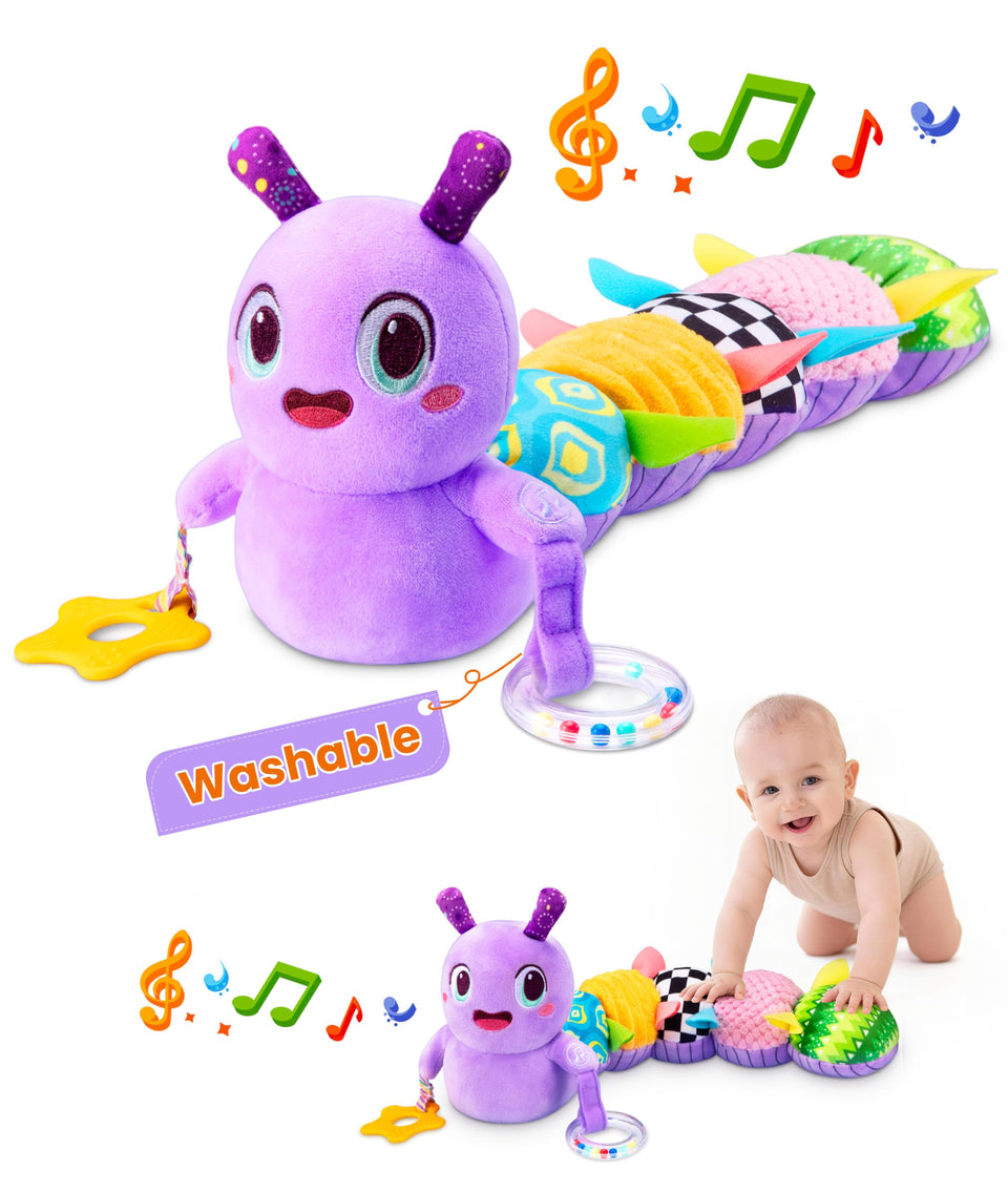 GoGonova front view musical caterpillar for babies—engaging visuals and early rhythm exposure.