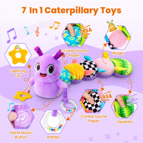 GoGonova rattle and sounds caterpillar highlights sensory exploration during play.