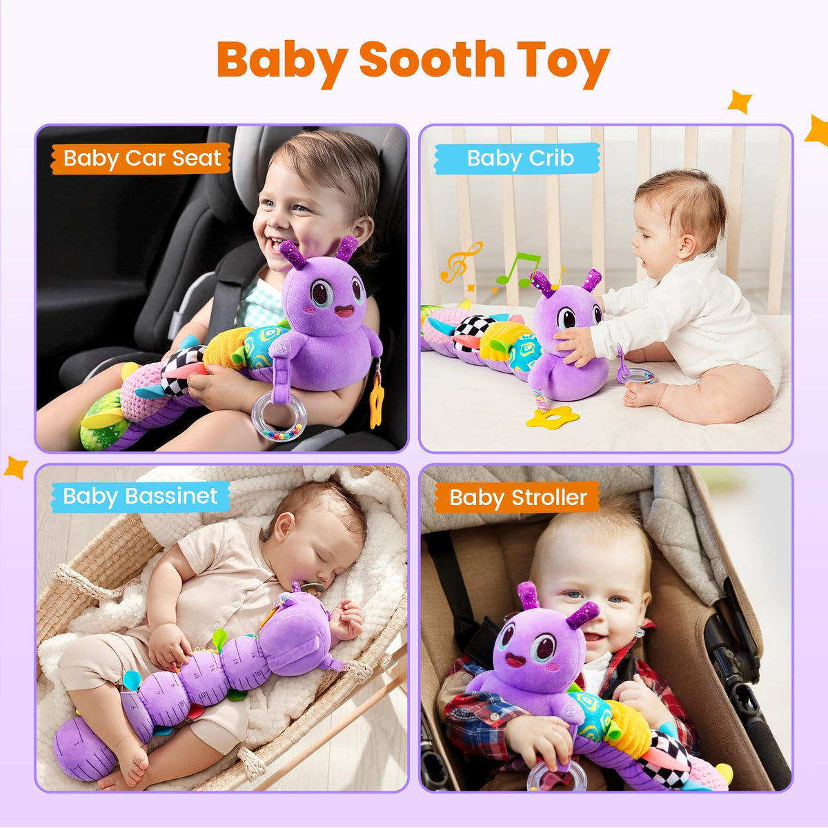 GoGonova soft-stitching caterpillar showcases durable construction for long-lasting play.