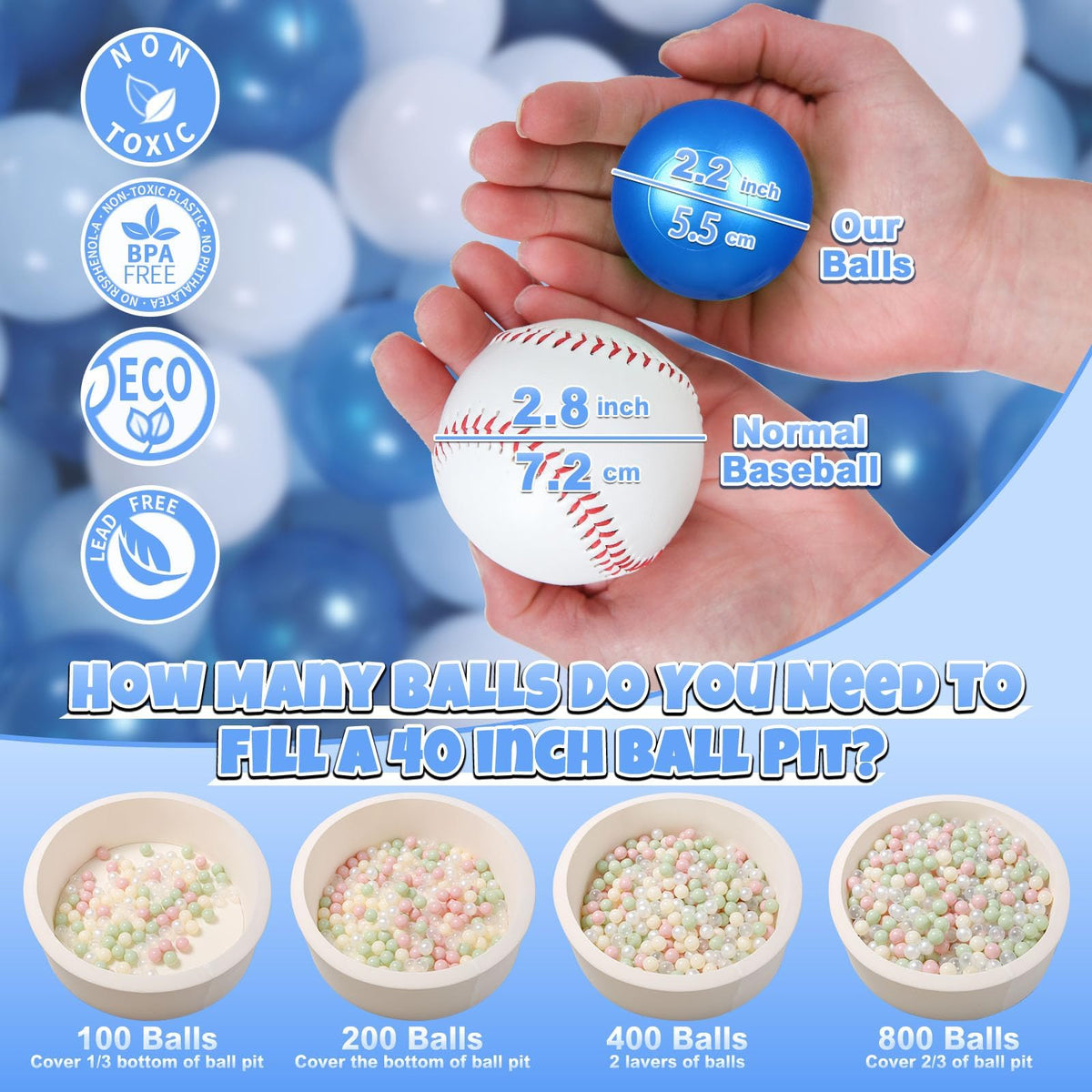 GOGOSO ball pit balls in light blue for color exploration