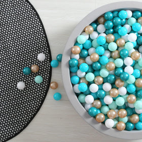 GOGOSO pastel-green-white-gold ball pit balls for safe toddler play.