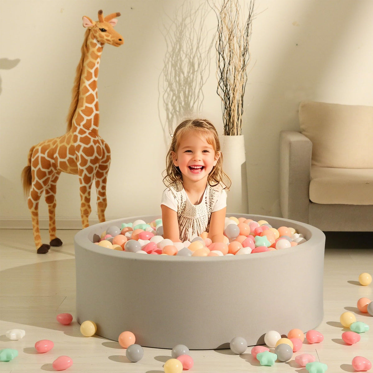 GOGOSO ball pit balls sized two point fifteen inches for small hands.