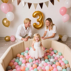 GOGOSO balls color palette demonstrates six vivid colors for decorating play areas.
