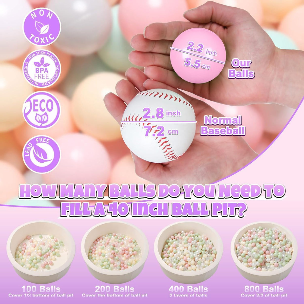 GOGOSO balls plastic texture closeup highlights durable, crush-proof design.