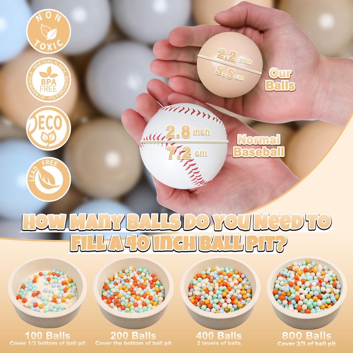 GOGOSO 2.2-inch plastic balls appear vibrant and inviting
