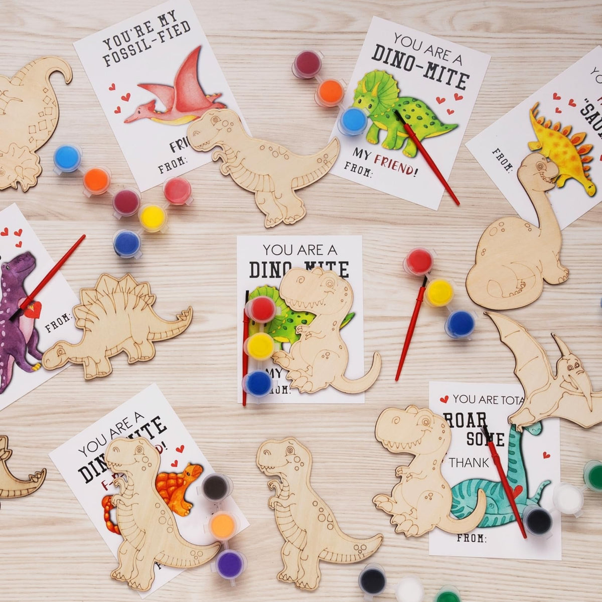 GOGREENWOVEN dinosaur wood crafts in six designs for engaging kids in art