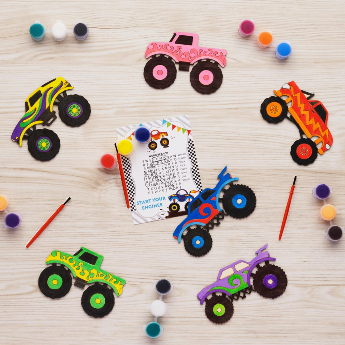 GOGREENWOVEN monster-truck-wood-crafts-design-a for creative painting time