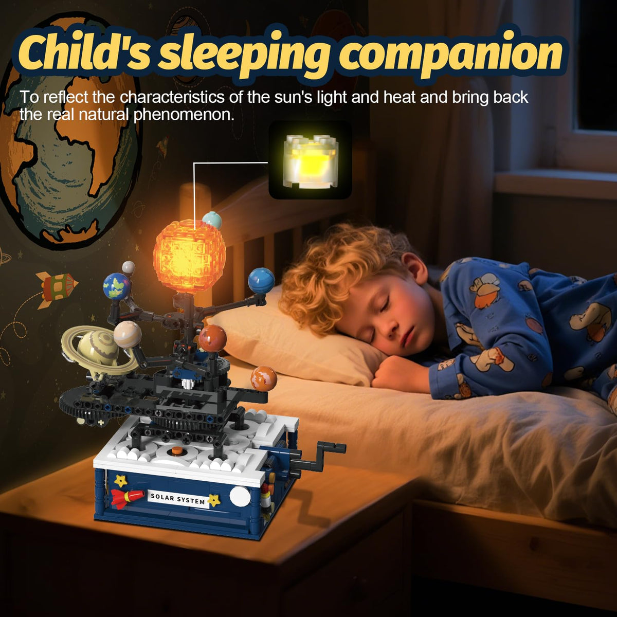Gohero glowing sun light effects create a warm, night-time space display